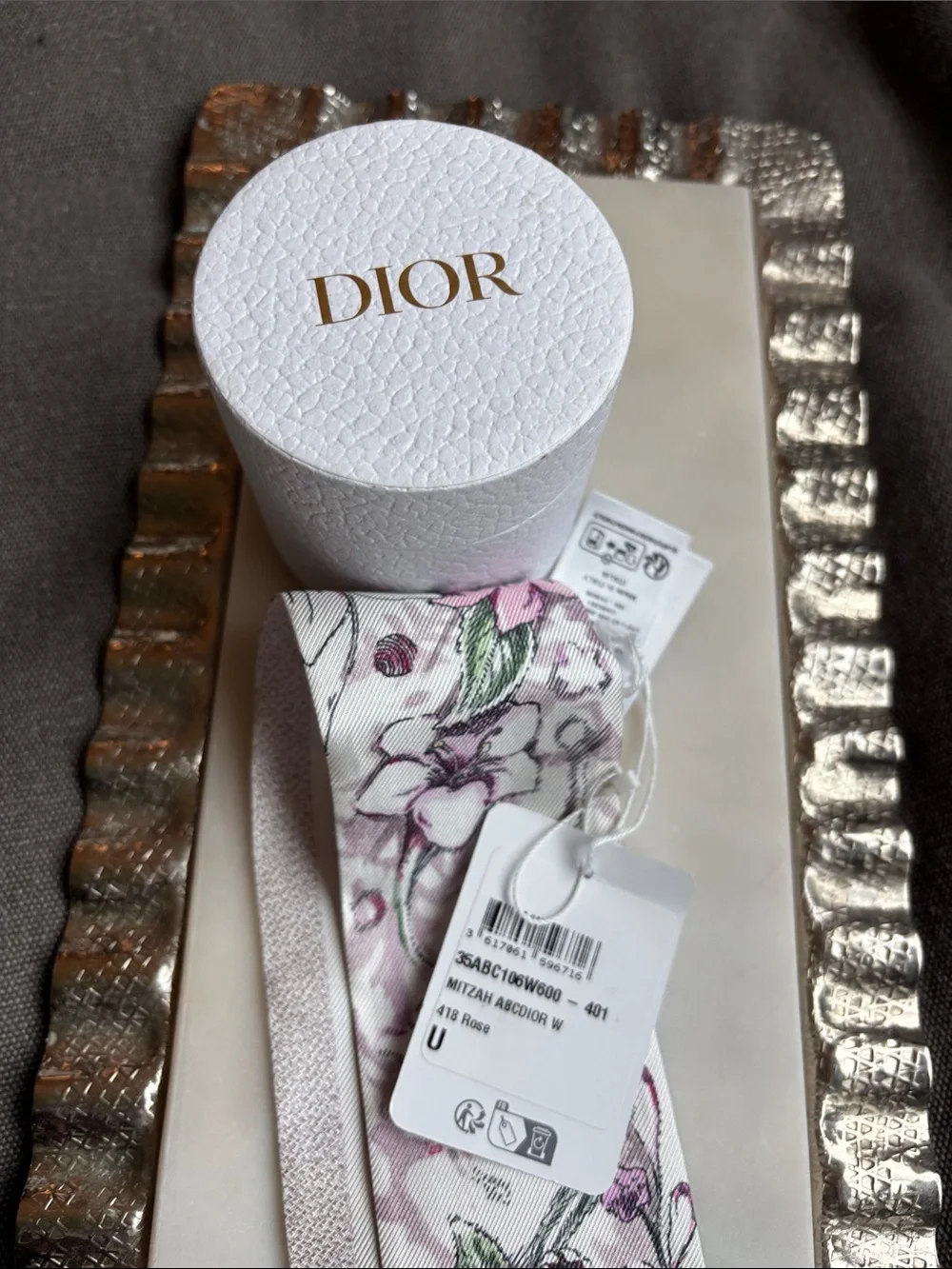 Christian Dior Mitzah W ABC Silk Scarf Rose New
